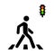 Crosswalk, pedestrian and traffic lights on a white background