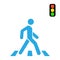 Crosswalk, pedestrian and traffic lights on a white background