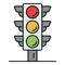 Crosswalk traffic lights icon color outline vector