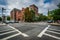 Crosswalks and intersection along Newbury Street in Back Bay, Bo