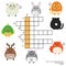 Crossword educational children game with answer. Animals theme. Learning vocabulary