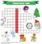 Crossword educational children game with answer. Christmas winter theme