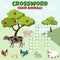 Crossword with farm animals. Vector education game for children.