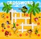 Crossword grid game, cartoon funny fruit pirates