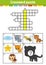 Crossword puzzle. Education developing worksheet. Activity page for study English. With color pictures. Game for children.