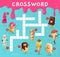 Crossword quiz game grid, cartoon funny ice cream