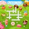 Crossword quiz game grid, cartoon sweets, desserts