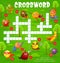 Crossword worksheet, cartoon fruits superheroes