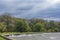 Croton-on-Hudson, New York, USA: Trees and picnic tables along the Hudson River