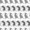 Crouching rats, gray silhouettes on white background. Seamless pattern, vector