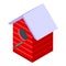 Crow bird house icon isometric vector. Raven feather