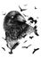 Crow charcoal drawing, birds illustration, hand drawn animal sketch