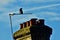 A crow on an external TV antenna