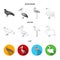 Crow, ostrich, chicken, peacock. Birds set collection icons in flat,outline,monochrome style vector symbol stock