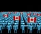 Crowd of abstract people with many Canadian flags illustration