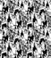 Crowd active happy people seamless black pattern