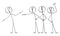 Crowd is Arguing or Blaming Unsure Asking Man,Individuality, Difference, Truth and Opinion, Vector Cartoon Stick Figure