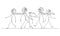 Crowd of Average Superheroes or Heroes Walking on the Street, Vector Cartoon Stick Figure Illustration