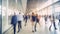 Crowd of blurred busy airport business office workers employment city people market walking , generated by AI