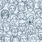 Crowd, diverse persons seamless pattern