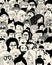 Crowd. Faces collection. People faces vector collage. Outline people. Face avatars. Men and women. Various haircuts. Cartoon style