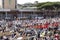 Crowd of faithful await Pope Francesco Bergoglio to celebrate the Corpus Domini Mass at Sant Monica Square in Rome