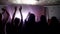 Crowd Of Fans Waving Hands And Shining Lights During A Rock Concert, People, Fans Cheering Clapping Applauding