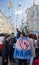 Crowd Football fans on Nikolskaya street in center Moscow