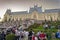 Crowd in front of the Palace of Culture