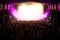 crowd in front of a vibrant stage at a concert festival