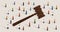 Crowd and gavel hammer symbol concept of social judgment decision in legal and ethics