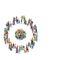 Crowd group forming cog wheel people flat 3d isometric vector