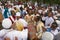 Crowd of happy Ethiopian people celebrating Timkat religious Orthodox festival in Addis Ababa, Ethiopia.