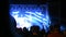 Crowd has fun at metal concert event show shake head silhouette fan long hair