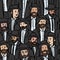 Crowd of Jews. Seamless pattern. Jewish men in national costumes celebrate the event