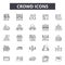 Crowd line icons, signs, vector set, outline illustration concept