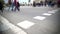 Crowd of locals and tourists crossing street, rush hour traffic, big city life