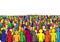 Crowd of multicolor abstract people isolated on a white background horizontal  vector illustration