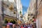 Crowd on a narrow city street