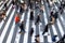 Crowd of pedestrians crossing a zebra crossing