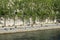 Crowd of people on the banks of river Seine