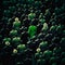 a crowd of people in black suits and only one person in green, generative AI