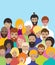 Crowd of people illustration. Crowded group of men, women various nationalities. Vector in flat style