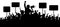 Crowd of people silhouette vector. Transparent, protest slogans. Speaker, loudspeaker, orator, spokesman.