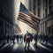 crowd of people on the street celebrate american independence day