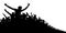 Crowd of people, vector silhouette background. Concert, party, sport, sports fans, cheerful applause.