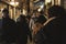 Crowd of people in Venice scene at night