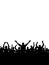 Crowd of people, vertical banner. Music or sport fans, cheerful people. Vector illustration