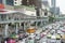 Crowd of people walking on The R Walk in Ratchaprasong district