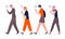 Crowd of people walking using smartphones or mobile phones with messengers illustration cartoon character flat vector. women and
